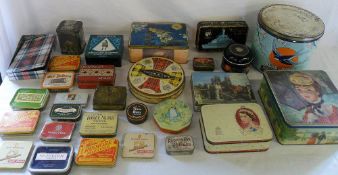 Box of assorted tobacco and biscuit tins