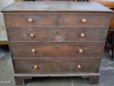 George III oak chest of drawers on brack