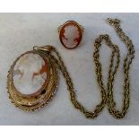 9ct cameo locket with 9ct gold chain & 9