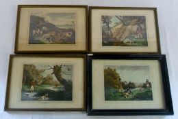 4 hunting Howitt prints - Snipe, Pheasan