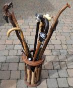 Walking sticks in a stand