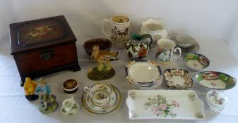 Various items inc Wooden box, cricketing