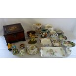 Various items inc Wooden box, cricketing