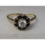Tested as 18ct gold dress ring with sapp