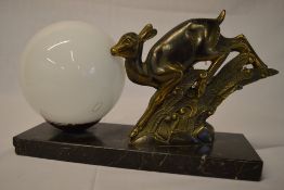 French Art Deco deer lamp