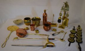 Various brass and copper including horse