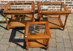 3 glass top side tables