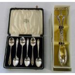 Cased set of 6 silver spoons Birmingham