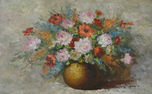 Large oil on canvas of a still life