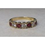 18ct gold diamond and ruby eternity ring