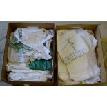 2 boxes of linen and fabrics