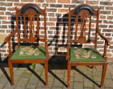 2 Edwardian / Victorian open arm chairs