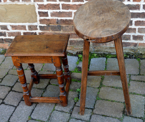 Reproduction coffin stool & tall elm woo