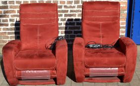 2 suede reclining armchairs (electricall