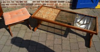 G Plan stool & G Plan glass/tiled top co