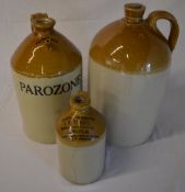 3 stoneware flagons including Parozone