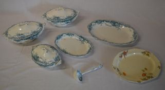 Various ceramic tureens, ladel and plate