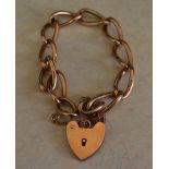9ct gold bracelet with a padlock, total