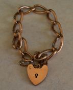 9ct gold bracelet with a padlock, total