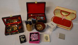 Costume jewellery & 3 jewellery boxes