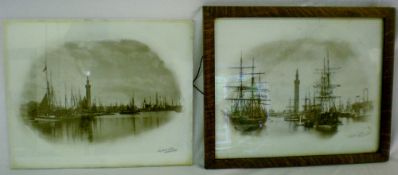 Pair of photographs on glass of Grimsby
