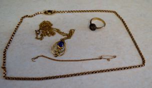 Various gold chains and ring, all tested