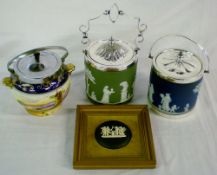 2 Wedgwood Jasper ware biscuit barrels &