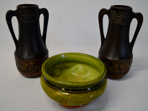 Pair of Bretby 'Clanta' vases and a Bret