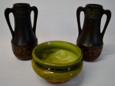 Pair of Bretby 'Clanta' vases and a Bret