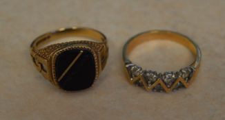 9ct gold signet ring & one other unmarke