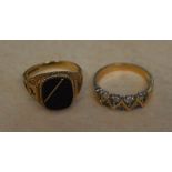 9ct gold signet ring & one other unmarke