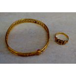 Tested as 18ct gold bracelet and ring, t