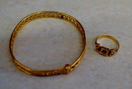 Tested as 18ct gold bracelet and ring, t