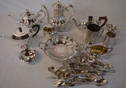 Assorted silver plate inc tea set, cutle