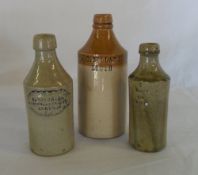 3 stoneware Louth bottles - J C Bellamy