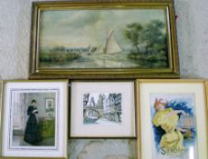 Edwardian oil on canvas of sailing ships