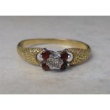 18ct gold diamond and ruby ring size R