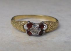 18ct gold diamond and ruby ring size R