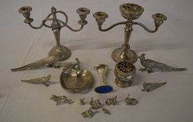 Various silver plate including animals,