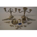 Various silver plate including animals,