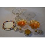 Glassware including cake stands, carniva