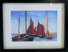 Watercolour of Grimsby dock tower by Lin