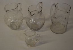 4 Victorian glass jugs