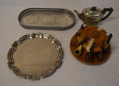 Selection of silver plate and a pipe sta
