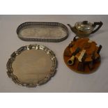 Selection of silver plate and a pipe sta