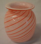 Murano style pink & red striped vase