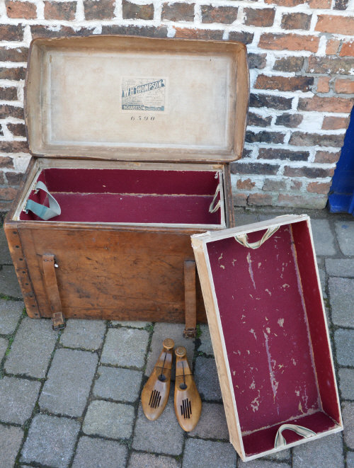 Leather travelling trunk by W H Thompson