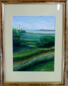 Pastel of Humber Bridge from Barrow Have