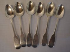 6 silver teaspoons (5) London 1839 (1) L