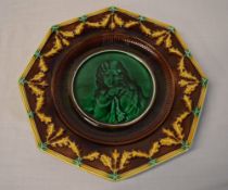 Wedgwood majolica plate with a central p